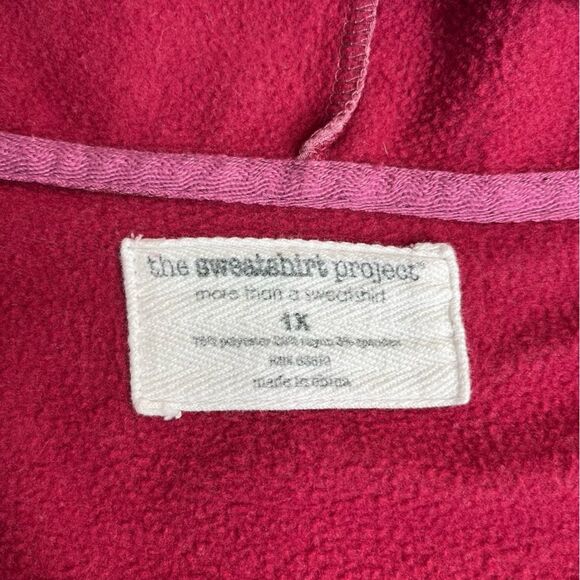 The Sweatshirt Project Hoodie Kangaroo Pocket Snap Neck Faded Red Berry Women 1X - Picture 6 of 10